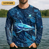 Joycorners Be A Shark Stay Hungry Never Settle Blue Fishing Shirt, SPF Shirt For Men, Presents For Fishermen
