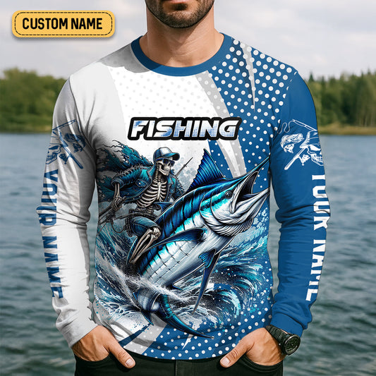 Joycorners Skeleton Fishing Shirts, Where The Sea Meets The Soul, SPF Long Sleeve Shirts, Fishing Shirts For Men