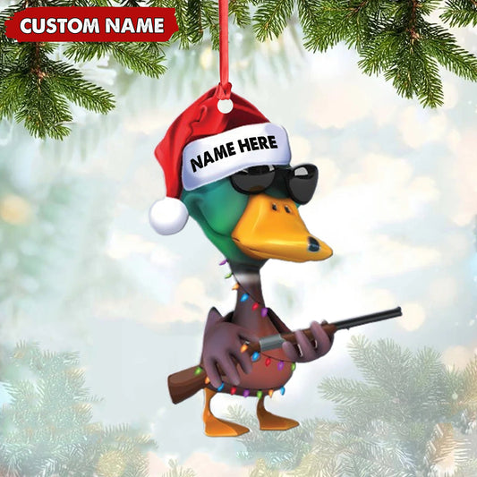Joycorners Personalized Funny Duck Hunting Acrylic Christmas Ornament – Custom Gift for Hunters & Outdoor Lovers MT1111