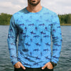 Joycorners Swordfish Pattern Blue Fishing Shirt, Cute Fishing Outfits, SPF Shirt For Men, Men's Fishing Shirt