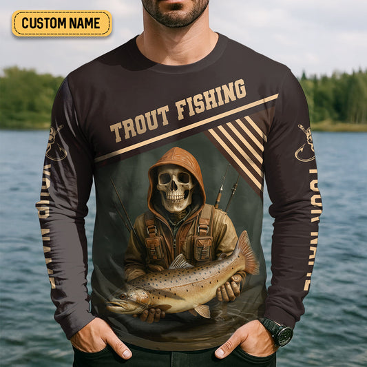 Joycorners Mine's So Big I Have To Use Two Hands SPF Shirts, Trout Fishing Shirts, Fishing Shirts For Men, Funny Fisherman Gift