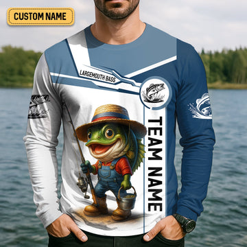 Joycorners Largemouth Bass Fishing Team Shirt, UV Protection Shirt, Fishing Jersey, Men Long Sleeve Shirt
