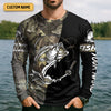 Joycorners Camo Black Fishing UPF Shirts, Camouflage Fishing Shirts, Fishing Gifts For Men, Men's Fishing Shirt
