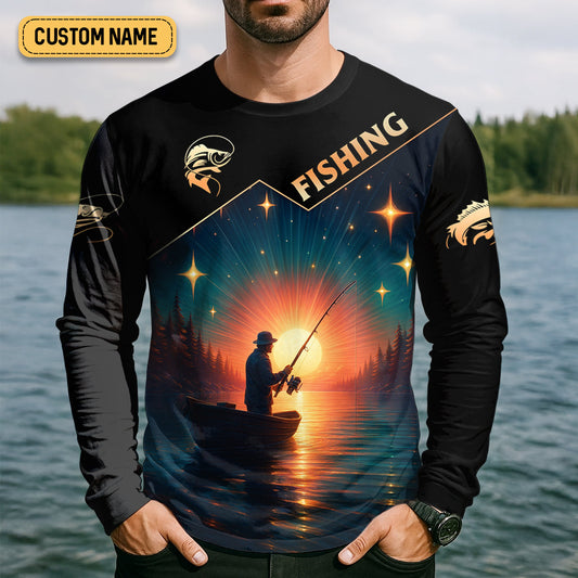 Joycorners Someone I Love is Fishing in Heaven Shirt, Funny Fishing T-shirt, SPF Shirt For Men, Gift For Fisherman