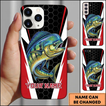 Joycorners Mahi-mahi Honeycomb Pattern Red White Sport Design Personalized Name Phone Case