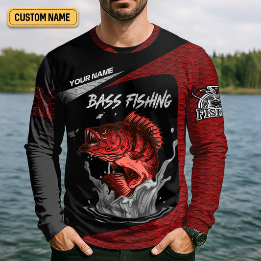 Joycorners Bass Fishing Shirts, Hunt - Strike - Rule, SPF Long Sleeve Shirts, Fishing Shirts For Men