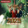 Joycorners Personalized Brothers Forever 2025 Christmas Ornament, Custom Name Deer Trio in Suits, Funny Family Brother Gift Decor MT2411