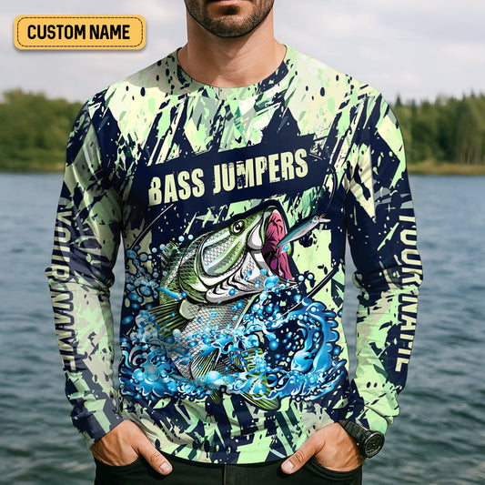 Joycorners Bass Jumpers Fishing Shirts, I Jerk It Every Chance I Get, SPF Long Sleeve Shirts, Fishing Shirts For Men