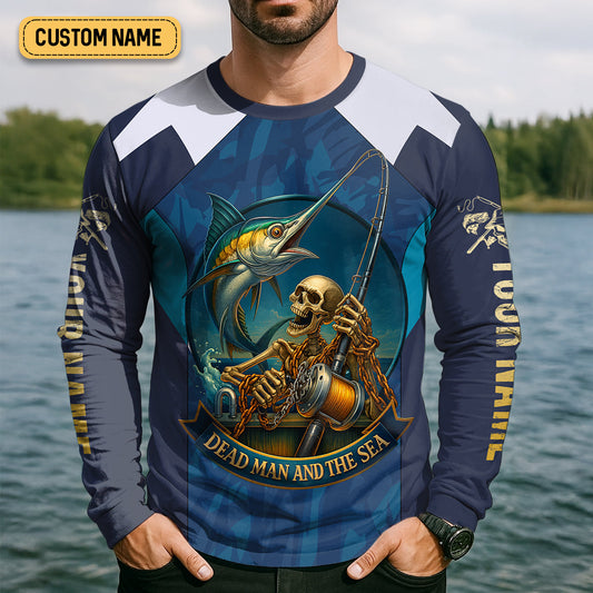 Joycorners Marlin Fishing SPF Shirts, Dead Man and The Sea Fishing Shirts For Men, Funny Fisherman Gift
