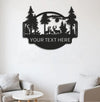 Maxcorners Personalized Deer Forest Metal Sign WITH LED/WITHOUT LED, Rustic Hunting Cabin Wall Decor, Wildlife Scene for Lodge or Mancave MT0110