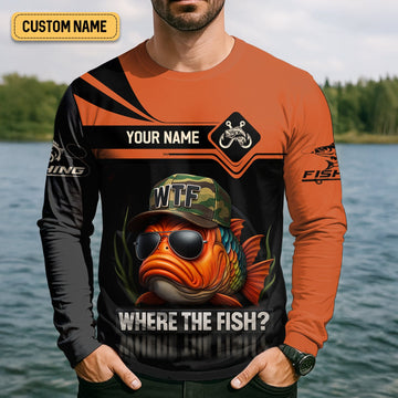 Joycorners WTF Where The Fish Camo Tournament Fishing Shirts, Funny Fishing Shirt, SPF Shirt For Men, Men's Fishing Shirt