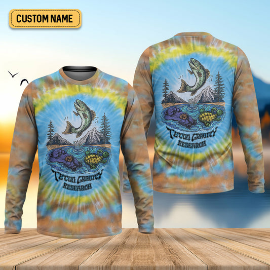Joycorners Tie Dyed Pattern Fishing UPF Shirts, Fishing Gifts For Men, Men's Fishing Shirt, Fishing Shirts For Men