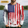 Joycorners American Hooker Hooded UPF Shirt, American Flag Fish Shirt, Long Sleeve Fishing Shirts, Mens Casual Shirts