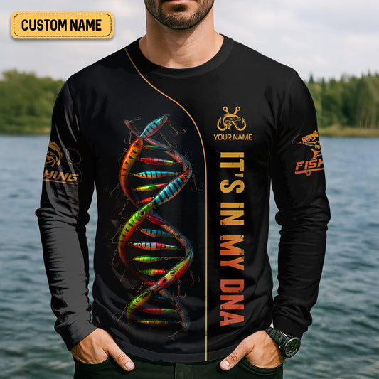 Joycorners It's In My DNA Fishing UPF Shirts, Funny Fishing Shirt, Men Jersey, Presents For Fishermen