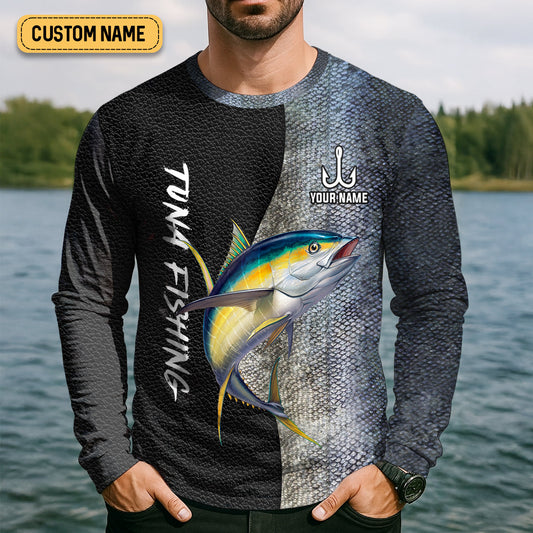 Joycorners Tuna Fishing Saltwater Custom Name UPF Shirts, Tournament Fishing Shirts, Men's Fishing Shirt