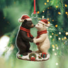 Joycorners Christmas Bear Couple Figurine Acrylic Ornament – Cute Holiday Decor for Couples, Polar and Brown Bear Love Statue, Romantic Christmas Gift for Him or Her MT1111