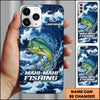 Joycorners Fishing Blue Water Wave Premium Style Sport Personalized Name Phone Case (8 Fish Species)