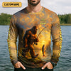 Joycorners The Best Things In Life Are Wild And Free Bigfoot Sunset Funny Fishing Shirt, SPF Shirt For Men