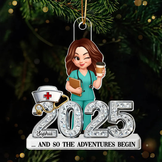 Joycorners 3D Shiny Effect New Nurse - Personalized Acrylic Ornament - RN Gift, BSN Gift, Nursing Graduation Gift
 2D Flat LM1711