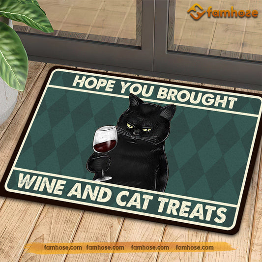 Joycorners Cat Doormat, Hope You Brought Wine Cat Treats Gift For Cat Lovers, New Home Gift, Housewarming Gift, Cat Decor LM0210