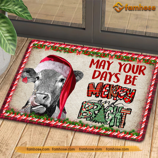 Joycorners Christmas Cow Doormat, May Your Days Be Merry Bright Gift For Cow Lovers, New Home Gift, Housewarming Gift, Cow Decor LM0210