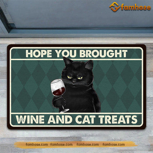 Joycorners Cat Doormat, Hope You Brought Wine Cat Treats Gift For Cat Lovers, New Home Gift, Housewarming Gift, Cat Decor LM0210