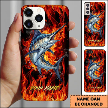 Joycorners Marlin Fishing Fire Flame Background Personalized Name 3D Phone Case