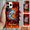 Joycorner Fishing Fire Flame Background Personalized Name 3D Phone Case (10 Fish Species)