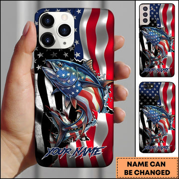 Joycorners Tuna Fishing Phone Case Patriotic Style Personalized Name Phone Case