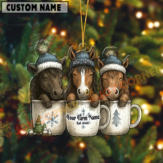 Joycorners Personalized Cup Cuties Cows Christmas Acrylic Ornament (10 Breed Options)