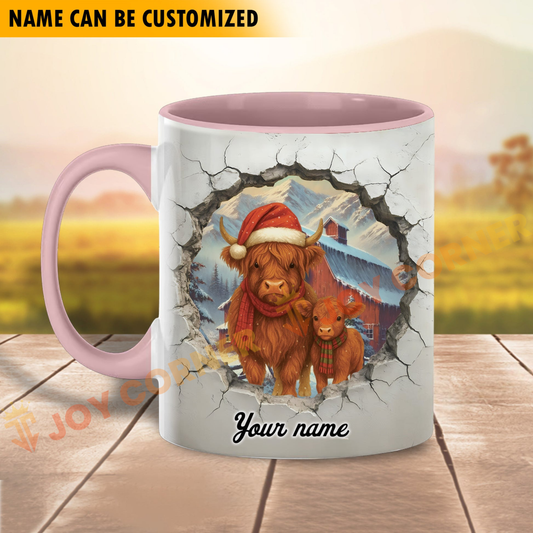 Joycorners Highland Personalized Name Christmas Farmyard Mug