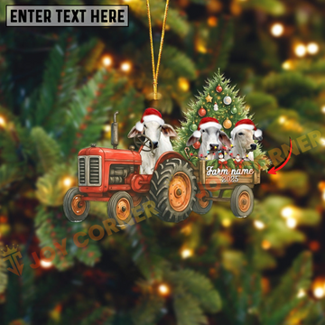 Joycorners Personalized Farm Tractor Christmas Ornament with Brahman & Tree Acrylic Ornament