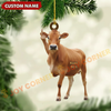 Joycorners Personalized Funny Christmas Gifts Funny Fukin' Finger Cow Ornament, Acrylic Ornament (7 Breed Options)