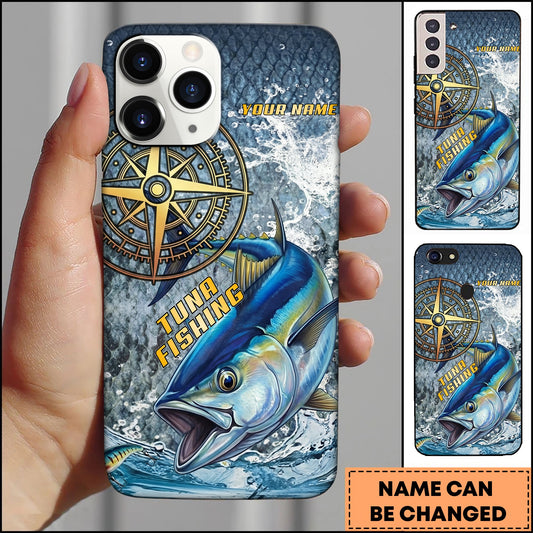 Joycorners Tuna Fishing Compass Water Splash Personalized Name 3D Phone Case