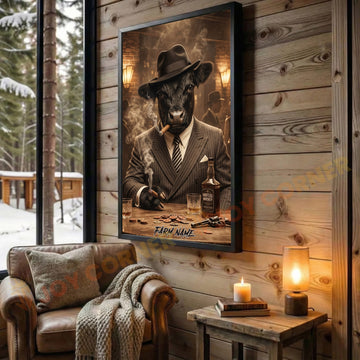 Joycorners Belted Galloway Classic Gentleman Whiskey Poker Table Scene Personalized Name Wall Art Canvas
