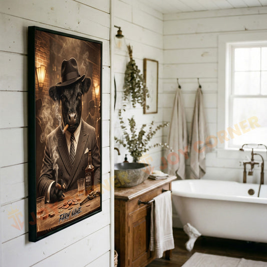 Joycorners Belted Galloway Classic Gentleman Whiskey Poker Table Scene Personalized Name Wall Art Canvas