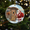 Joycorners Santa Claus Christmas Farm Cow Ornament, Acrylic Ornament (8 Breed Options)