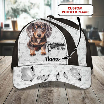 Joycorners Dachshund Love Bone Customized Name And Dog Cap