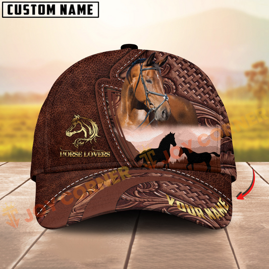 Joycorners Horse Lovers Warmblood Leather Pattern Personalized Name 3D Cap