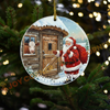 Joycorners Santa Claus Christmas Farm Cow Ornament, Acrylic Ornament (8 Breed Options)