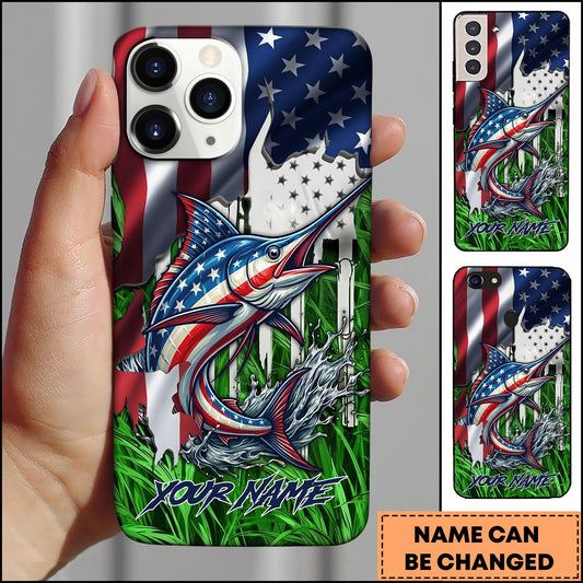 Joycorners Marlin Fishing Phone Case Jump Grass Water Scene Personalized Name Phone Case