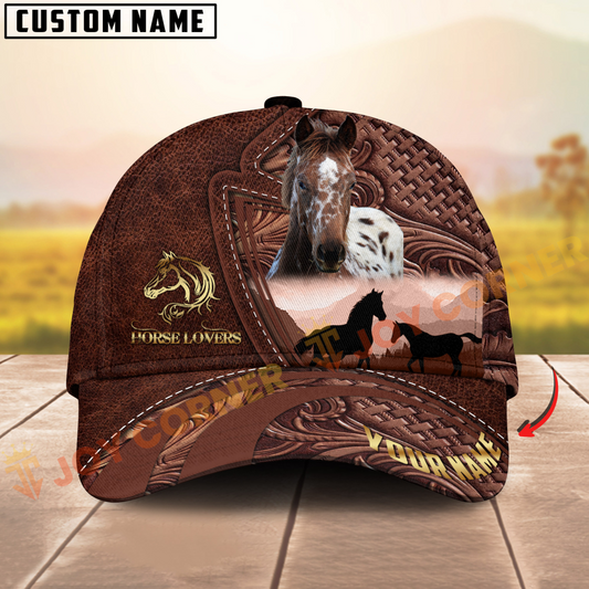 Joycorners Horse Lovers Appaloosa Leather Pattern Personalized Name 3D Cap