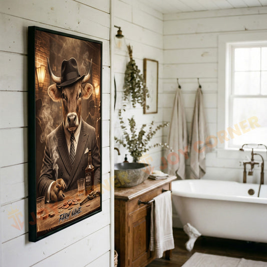 Joycorners Brown Swiss Classic Gentleman Whiskey Poker Table Scene Personalized Name Wall Art Canvas