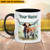 Joycorners Texas Longhorn Personalized Name Two Tone Mug