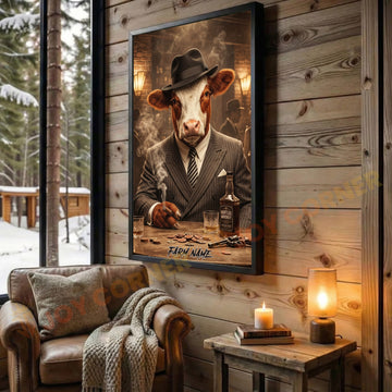 Joycorners Hereford Classic Gentleman Whiskey Poker Table Scene Personalized Name Wall Art Canvas