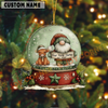 Joycorners Personalized Farmhouse Christmas Snow Globe Acrylic Ornament (14 Breed Options)