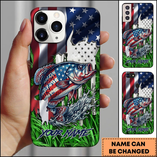 Joycorners Crappie Fishing Phone Case Jump Grass Water Scene Personalized Name Phone Case