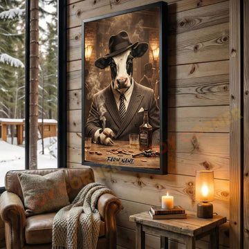 Joycorners Holstein Classic Gentleman Whiskey Poker Table Scene Personalized Name Wall Art Canvas