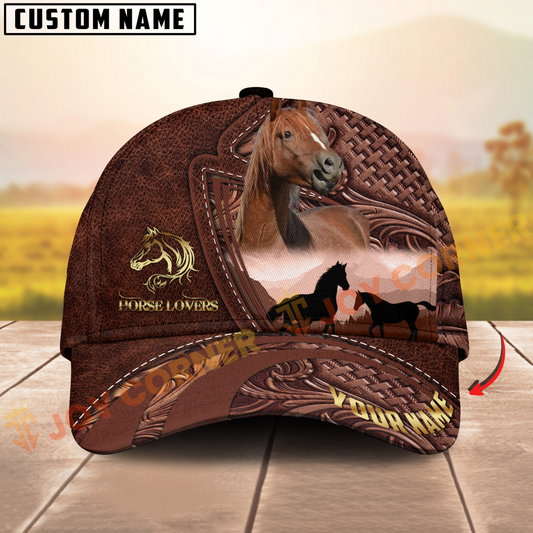 Joycorners Horse Lovers Morgan Leather Pattern Personalized Name 3D Cap