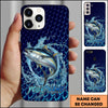 Joycorners Fishing Phone Case Water Ring Splash Dark Blue Scale Background Personalized Name Phone Case (8 Fish Species)
